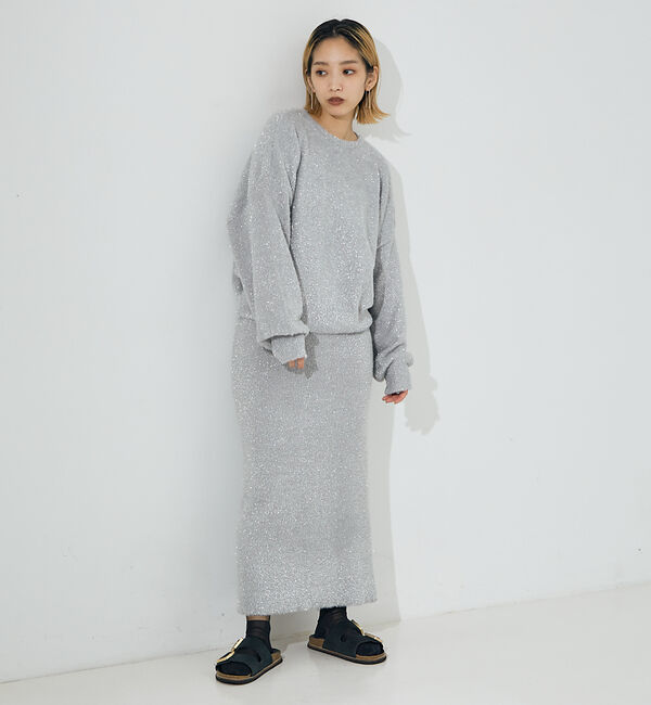 NOMINE「【セットアップ対応可】ラメシャギータイトニットスカート」|スカート|