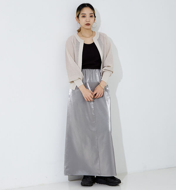 NOMINE「【セットアップ着用可】前後２WAYサテンロングスカート」|スカート|