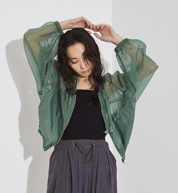 NOMINE「シアー ライトブルゾン」|ブルゾン・スタジャン|グリーン