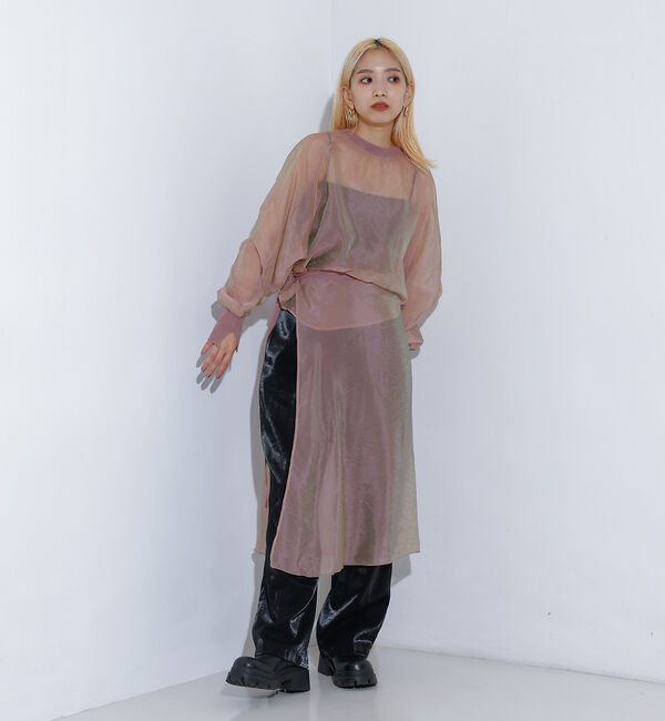 NOMINE「【上下2点セット/セットアップ対応】シアーブラウス＋スカートSET UP【WEB」|シャツ・ブラウス|ピンク