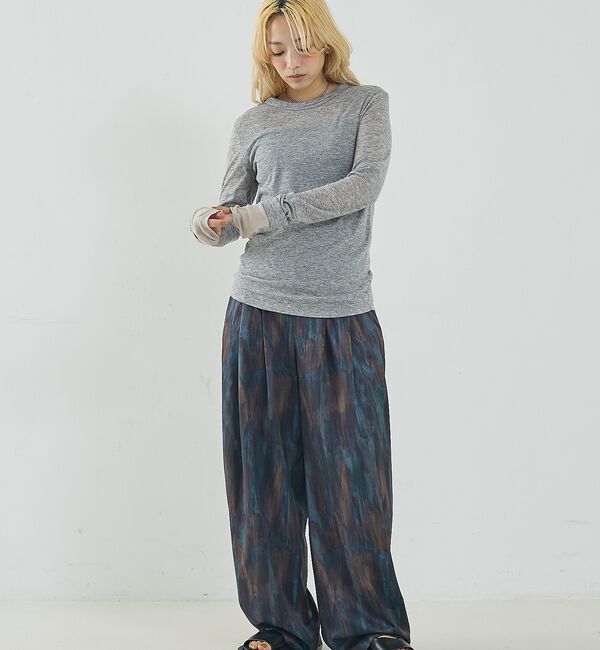 NOMINE「水彩アート ニュアンス柄 タックパンツ」|その他|