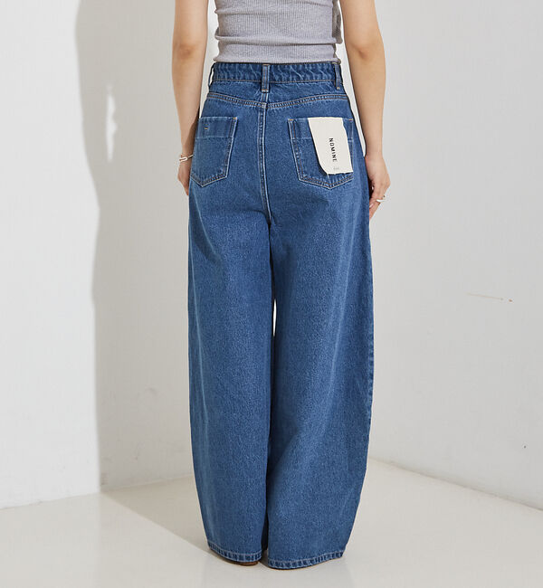 NOMINE「タック ボリューム デニムパンツ」|デニム|