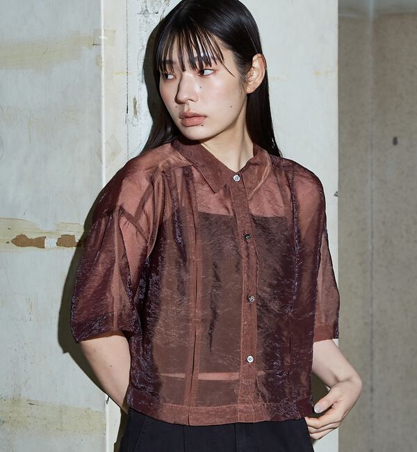 NOMINE「ハーフスリーブ シアー シャツ」|シャツ・ブラウス|