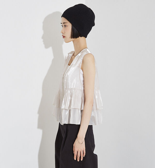 NOMINE「2WAY シャイン シアー フリルベスト」|ベスト・ジレ|