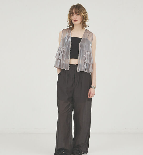 NOMINE「2WAY シャイン シアー フリルベスト」|ベスト・ジレ|