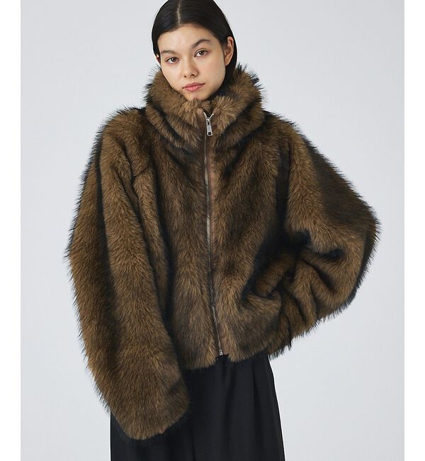 NOMINE「スタンドフェイクファーブルゾン」|ブルゾン・スタジャン|ベージュ