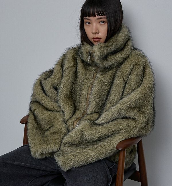 NOMINE「スタンドフェイクファーブルゾン」|ブルゾン・スタジャン|イエロー