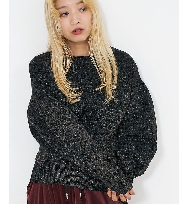 NOMINE「プレーティングニット プルオーバー（ラメ混・無地）」|ニット・セーター|ブラック系その他1