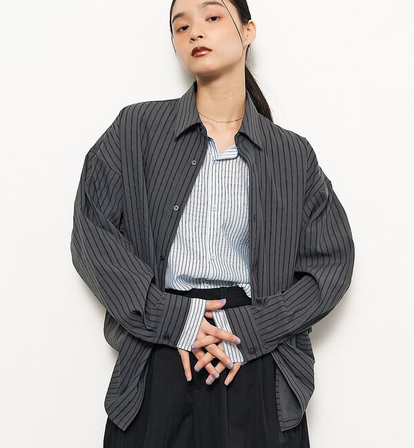 NOMINE「レイヤード シャツ」|シャツ・ブラウス|チャコールグレー