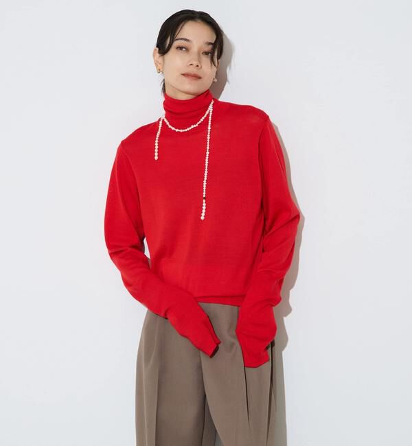 Liesse「ウォッシャブルウールタートルニット」|ニット・セーター|レッド