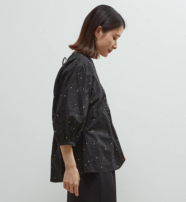 Soffitto「インド綿ドット刺繍バックオープンブラウス」|シャツ・ブラウス|