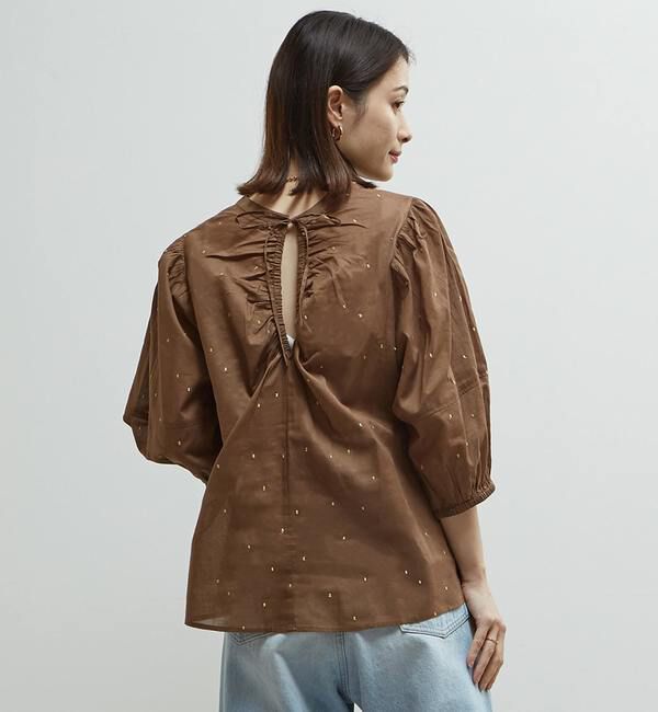 Soffitto「インド綿ドット刺繍バックオープンブラウス」|シャツ・ブラウス|