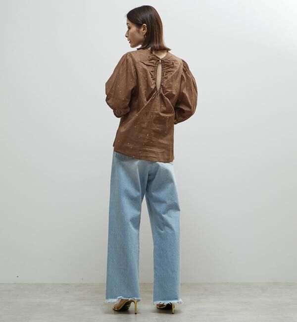 Soffitto「インド綿ドット刺繍バックオープンブラウス」|シャツ・ブラウス|