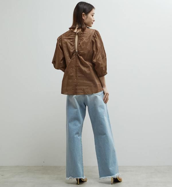 Soffitto「インド綿ドット刺繍バックオープンブラウス」|シャツ・ブラウス|