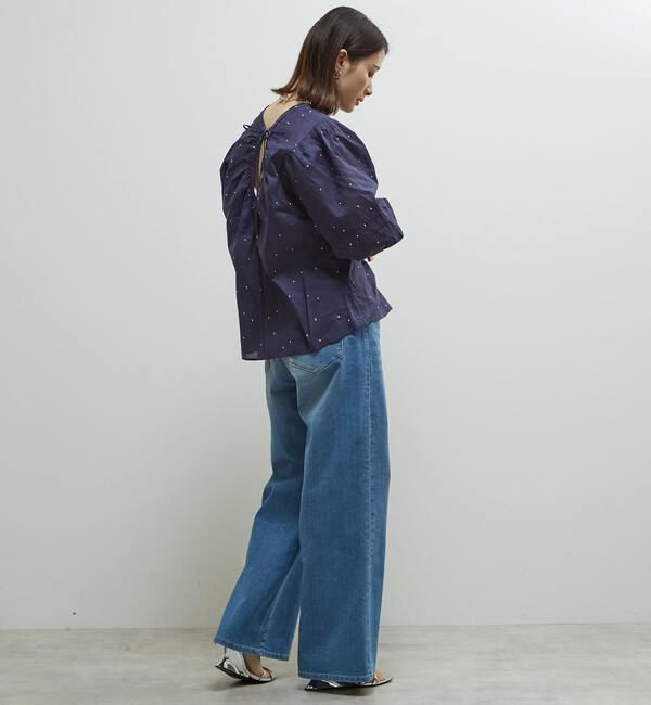 Soffitto「インド綿ドット刺繍バックオープンブラウス」|シャツ・ブラウス|