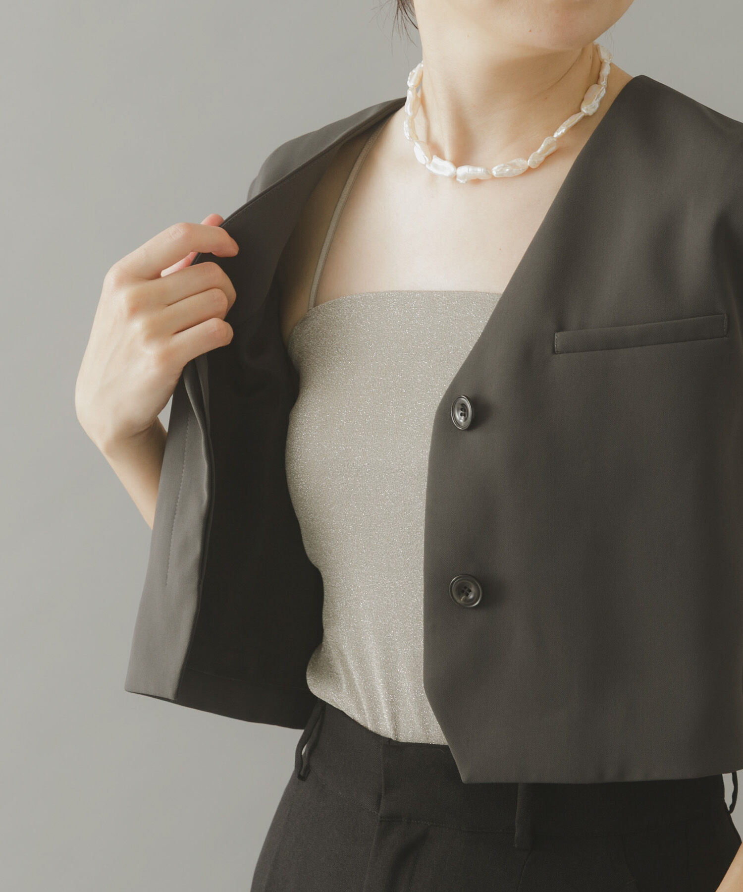 URBAN RESEARCH ROSSO「kaene　ラメベアトップキャミソール」|キャミソール|ベージュ系その他