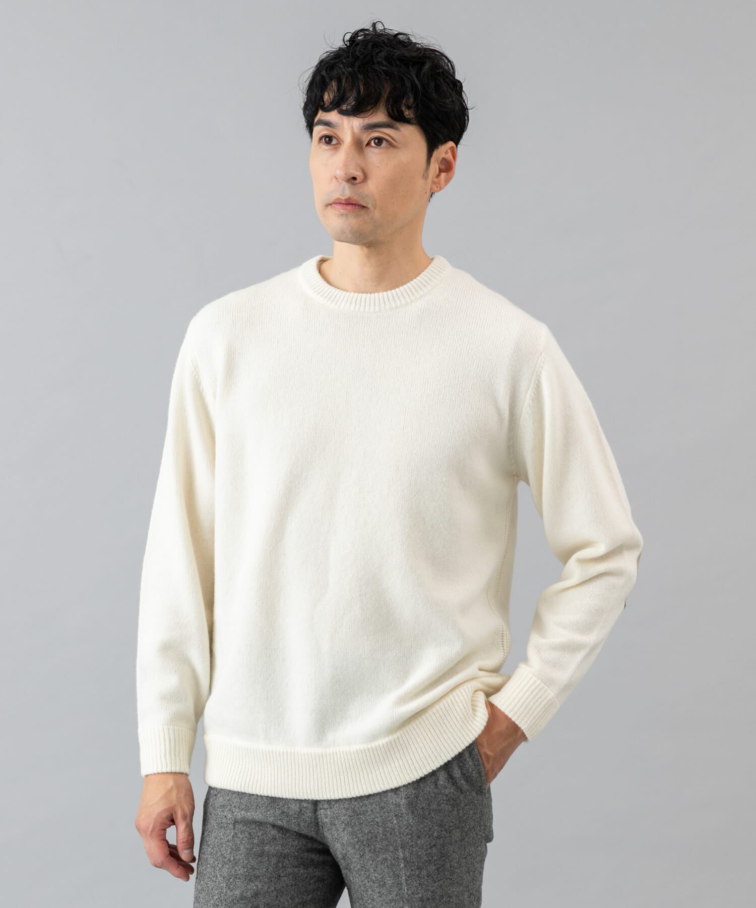 URBAN RESEARCH ROSSO「『XLサイズあり』ハミルトンラムズウールエルボーパッチニット」|ニット・セーター|