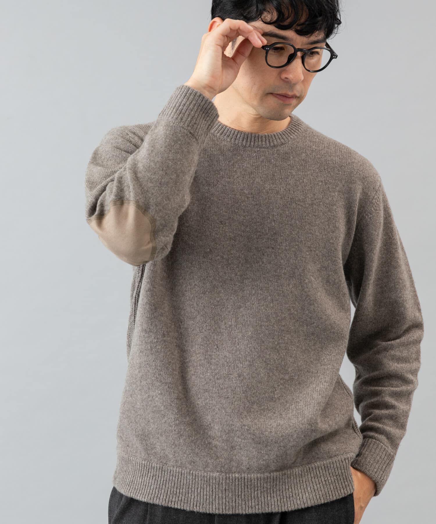 URBAN RESEARCH ROSSO「『XLサイズあり』ハミルトンラムズウールエルボーパッチニット」|ニット・セーター|