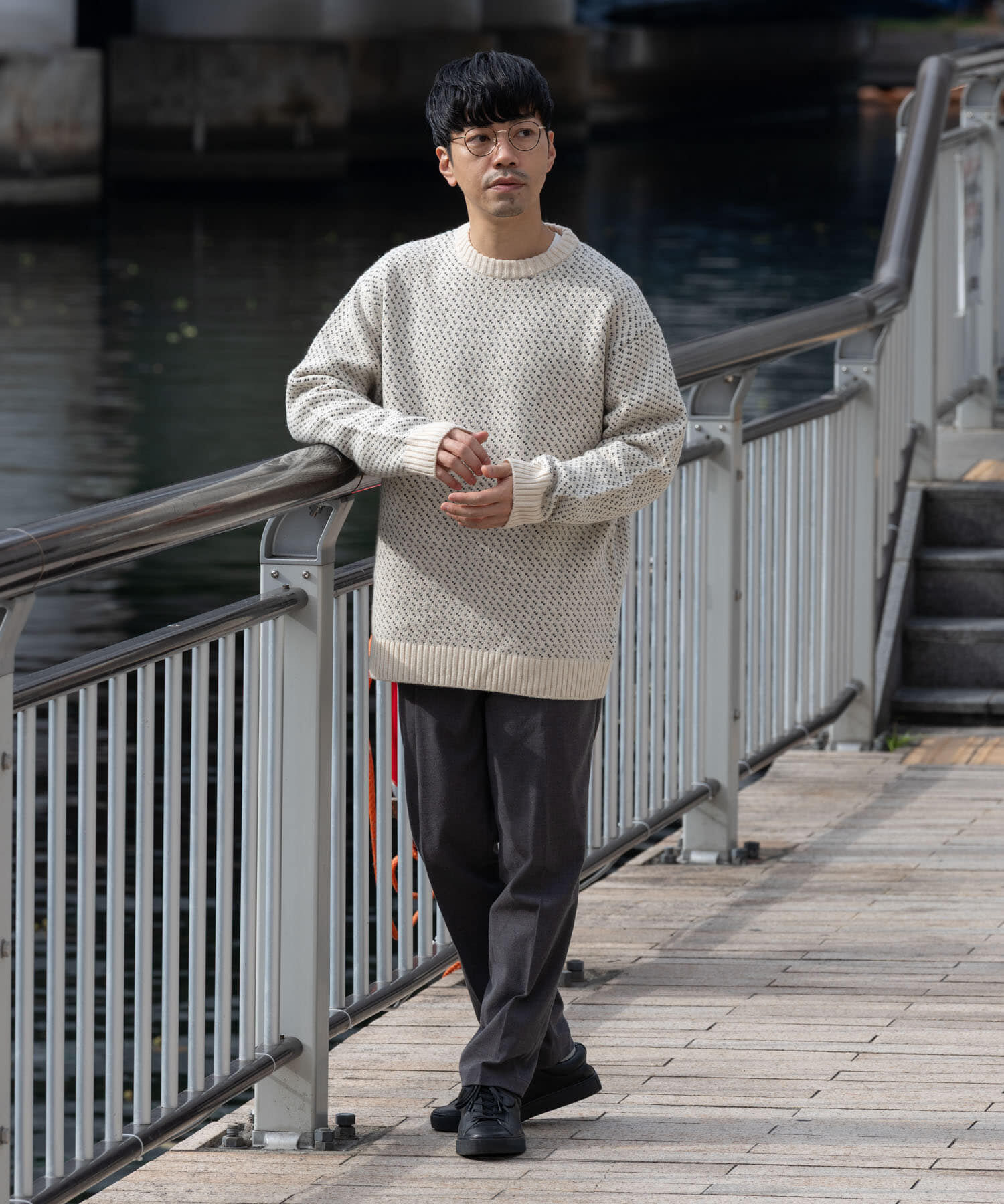 URBAN RESEARCH ROSSO「『XLサイズあり』バーズアイ柄クルーネックニット」|ニット・セーター|