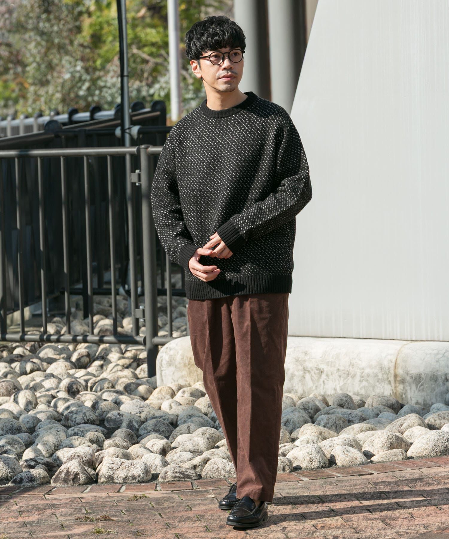 URBAN RESEARCH ROSSO「『XLサイズあり』バーズアイ柄クルーネックニット」|ニット・セーター|