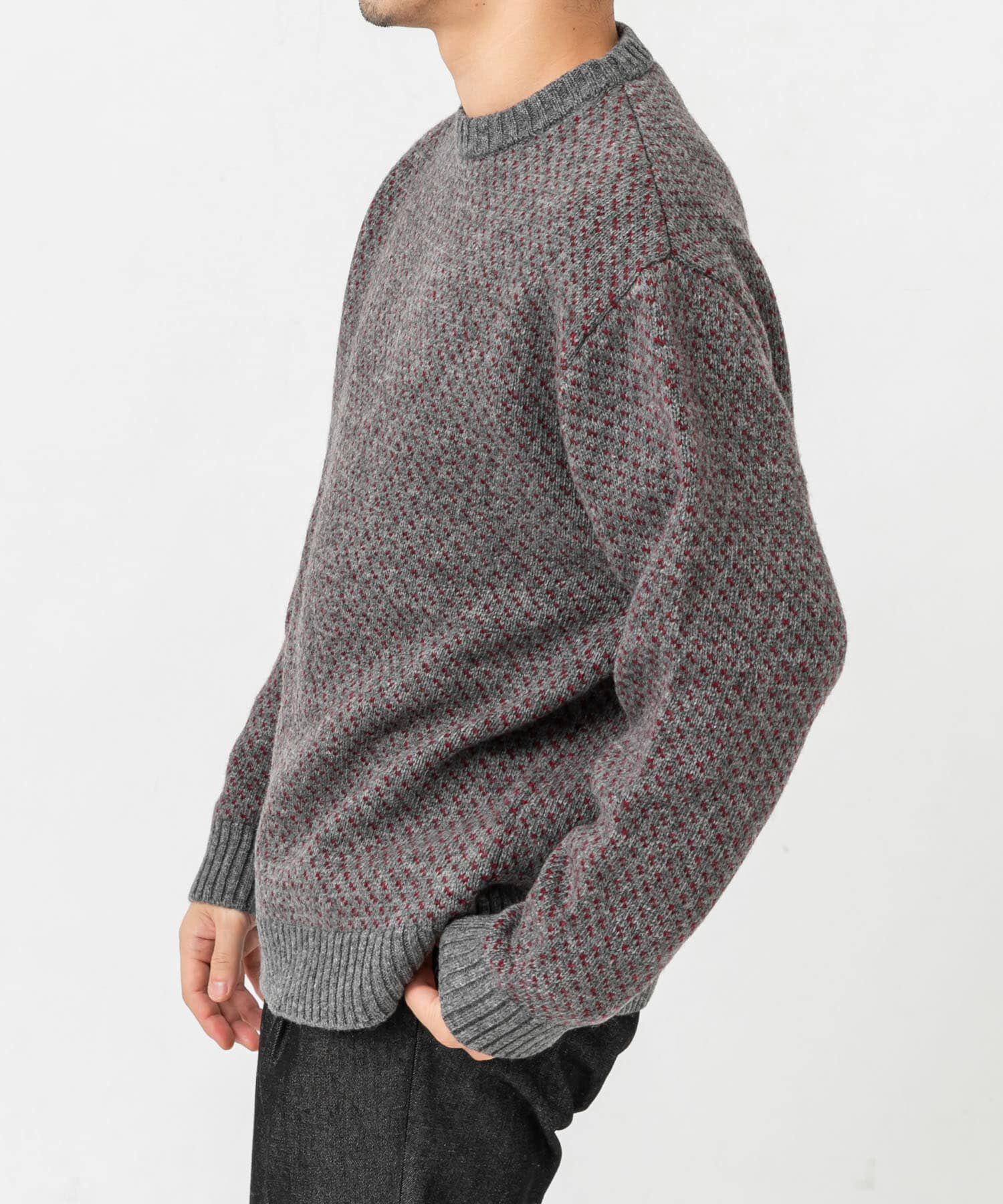 URBAN RESEARCH ROSSO「『XLサイズあり』バーズアイ柄クルーネックニット」|ニット・セーター|