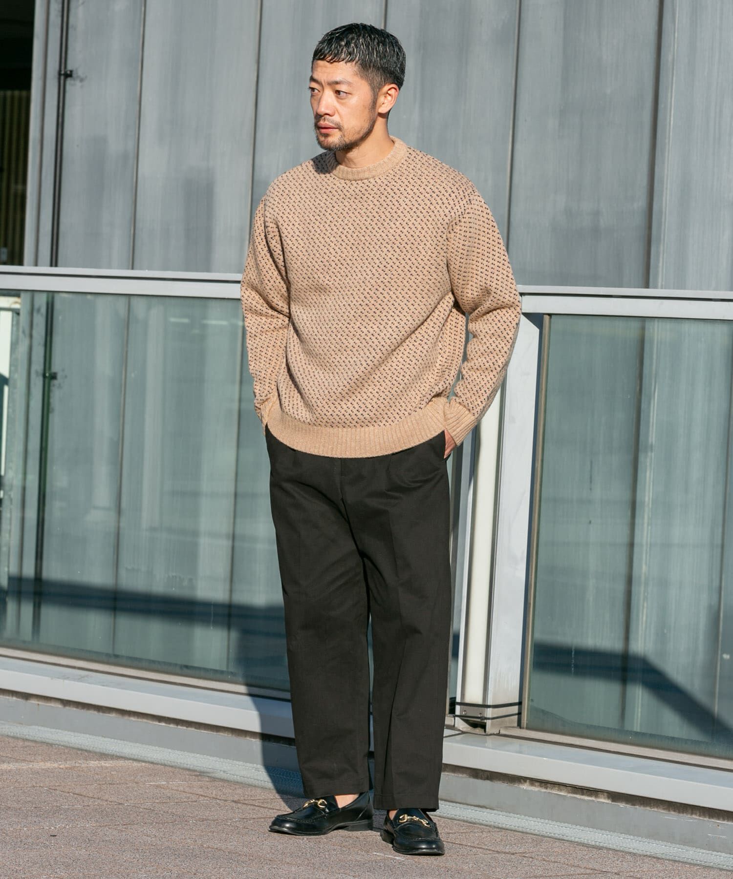 URBAN RESEARCH ROSSO「『XLサイズあり』バーズアイ柄クルーネックニット」|ニット・セーター|