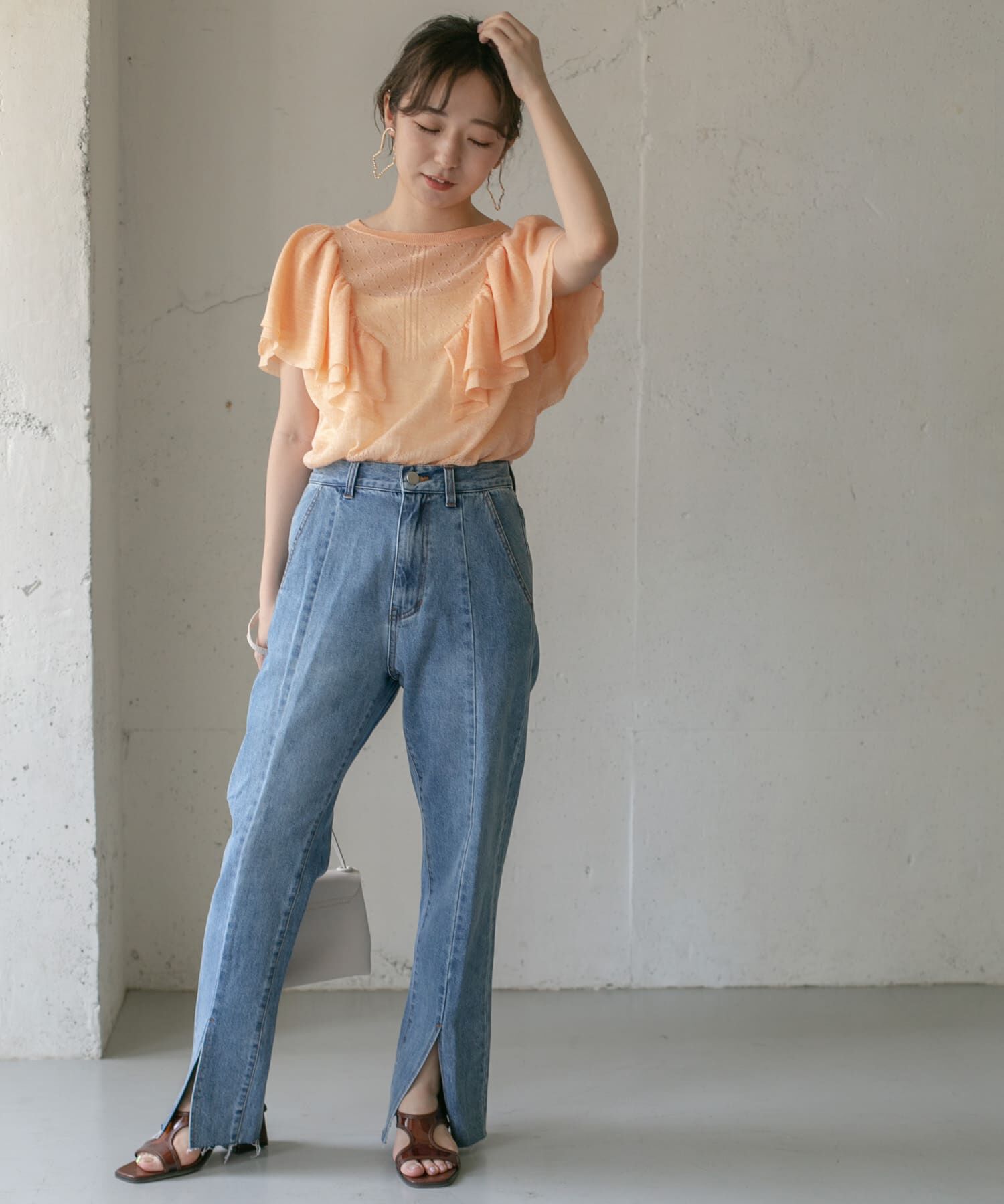  「透かし編みフリルニット&there4;」|ニット・セーター|