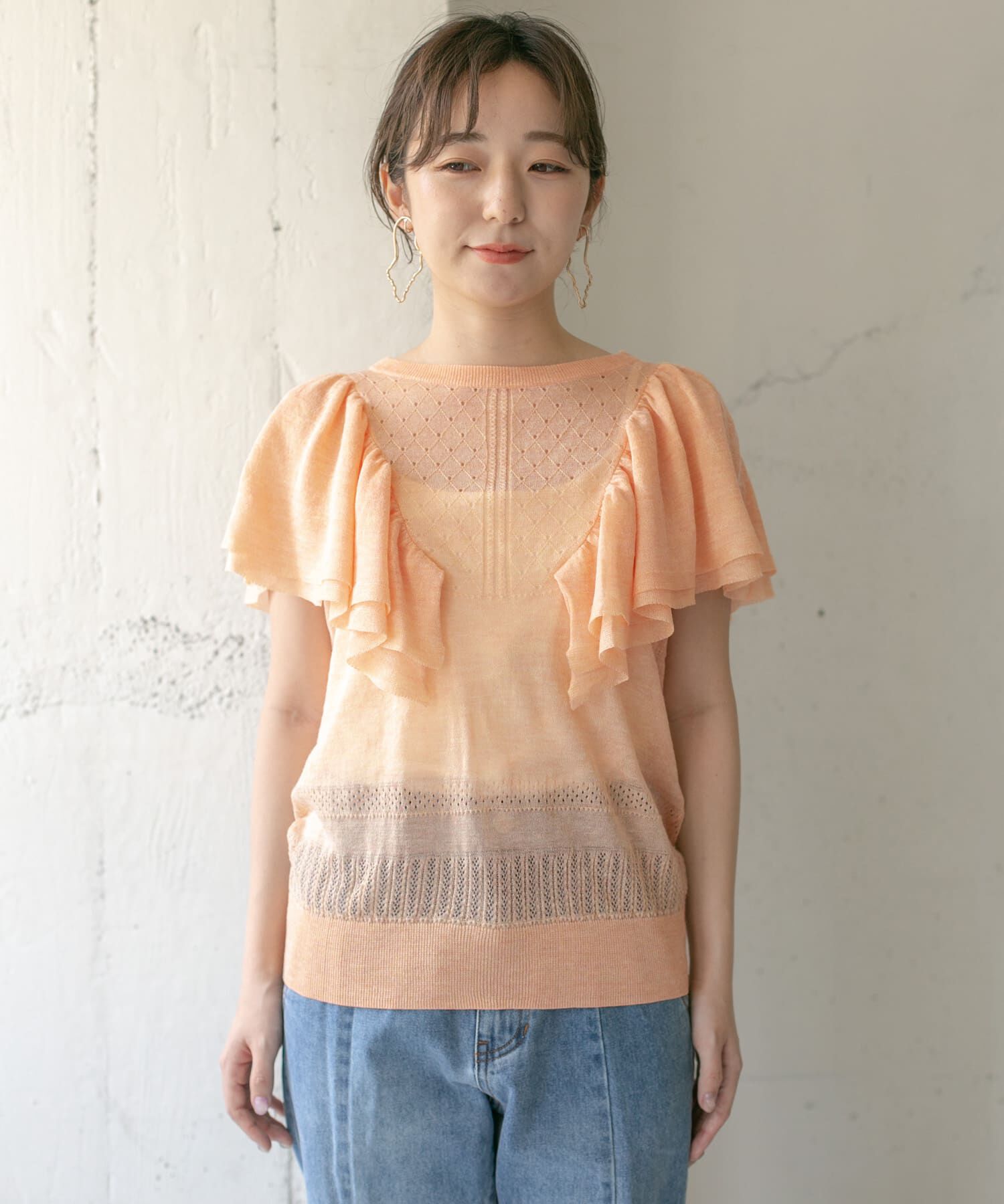  「透かし編みフリルニット&there4;」|ニット・セーター|