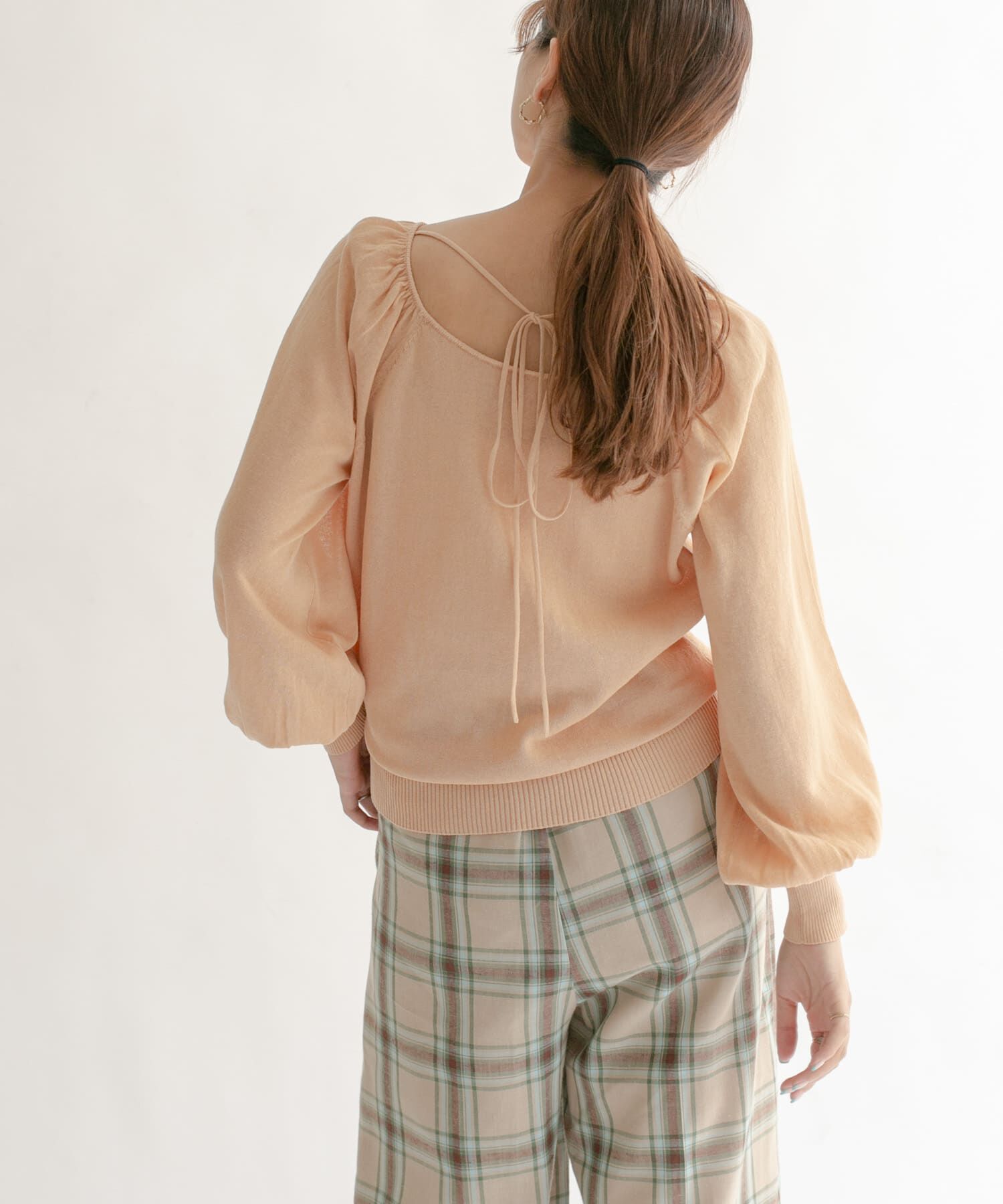  「BACKオープンボリュームスリーブニット」|ニット・セーター|オレンジ系その他