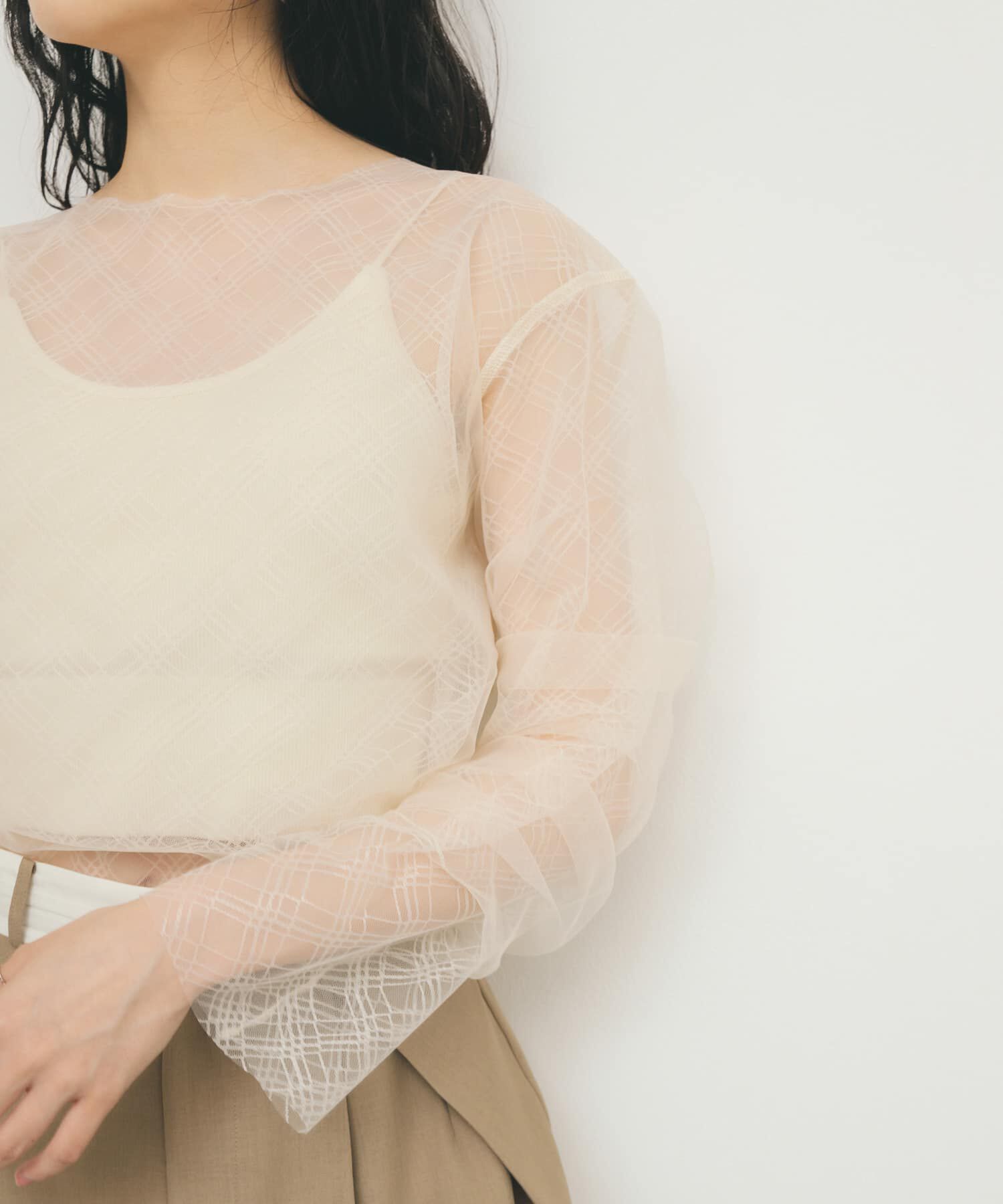  「リバーシブルレイヤードチュールカットソー」|Tシャツ・カットソー|