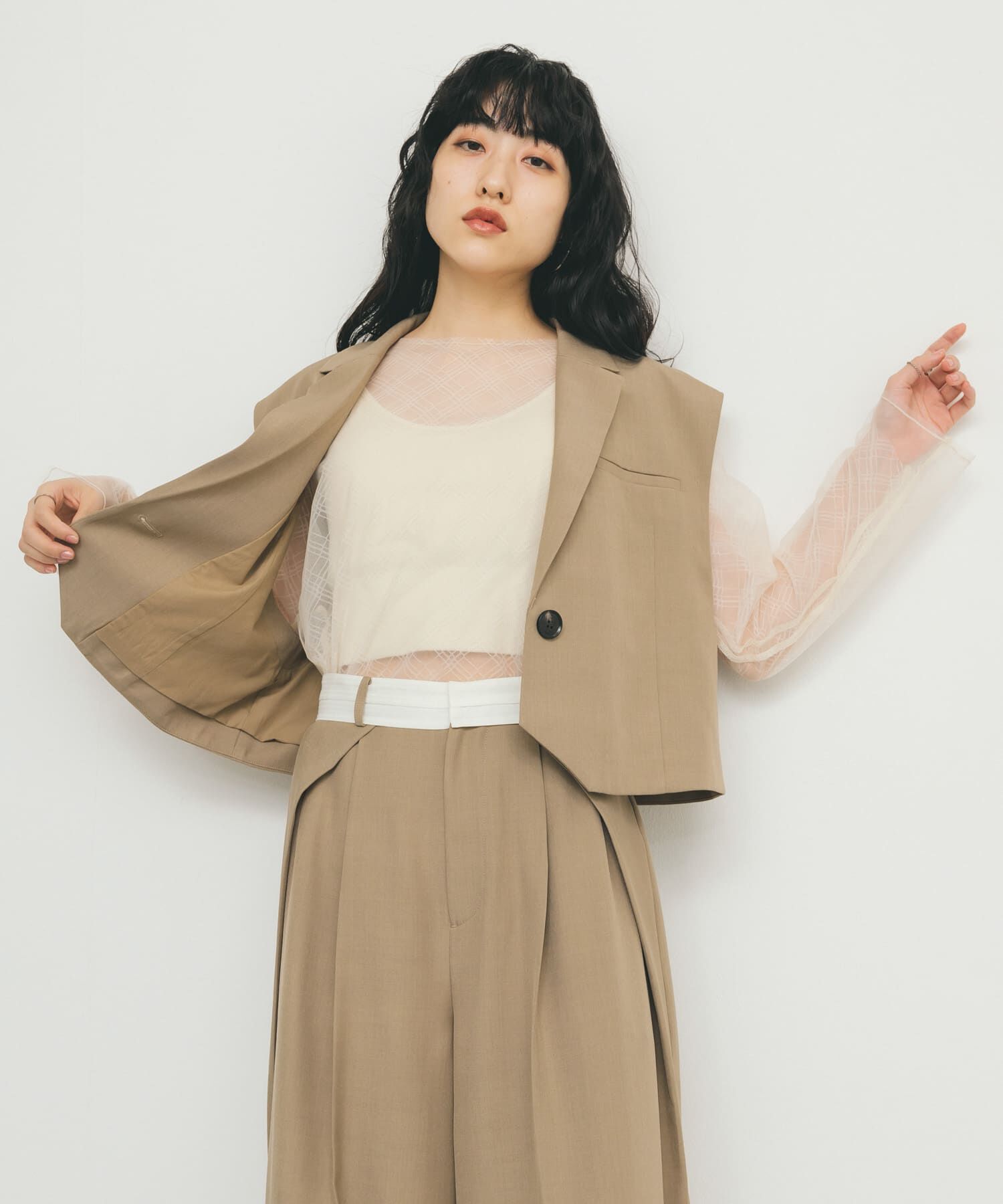  「リバーシブルレイヤードチュールカットソー」|Tシャツ・カットソー|