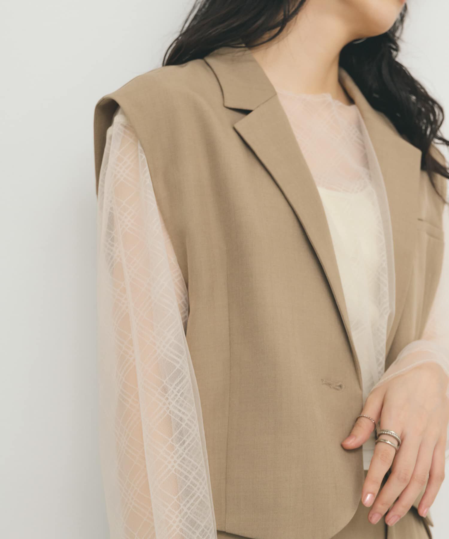  「リバーシブルレイヤードチュールカットソー」|Tシャツ・カットソー|