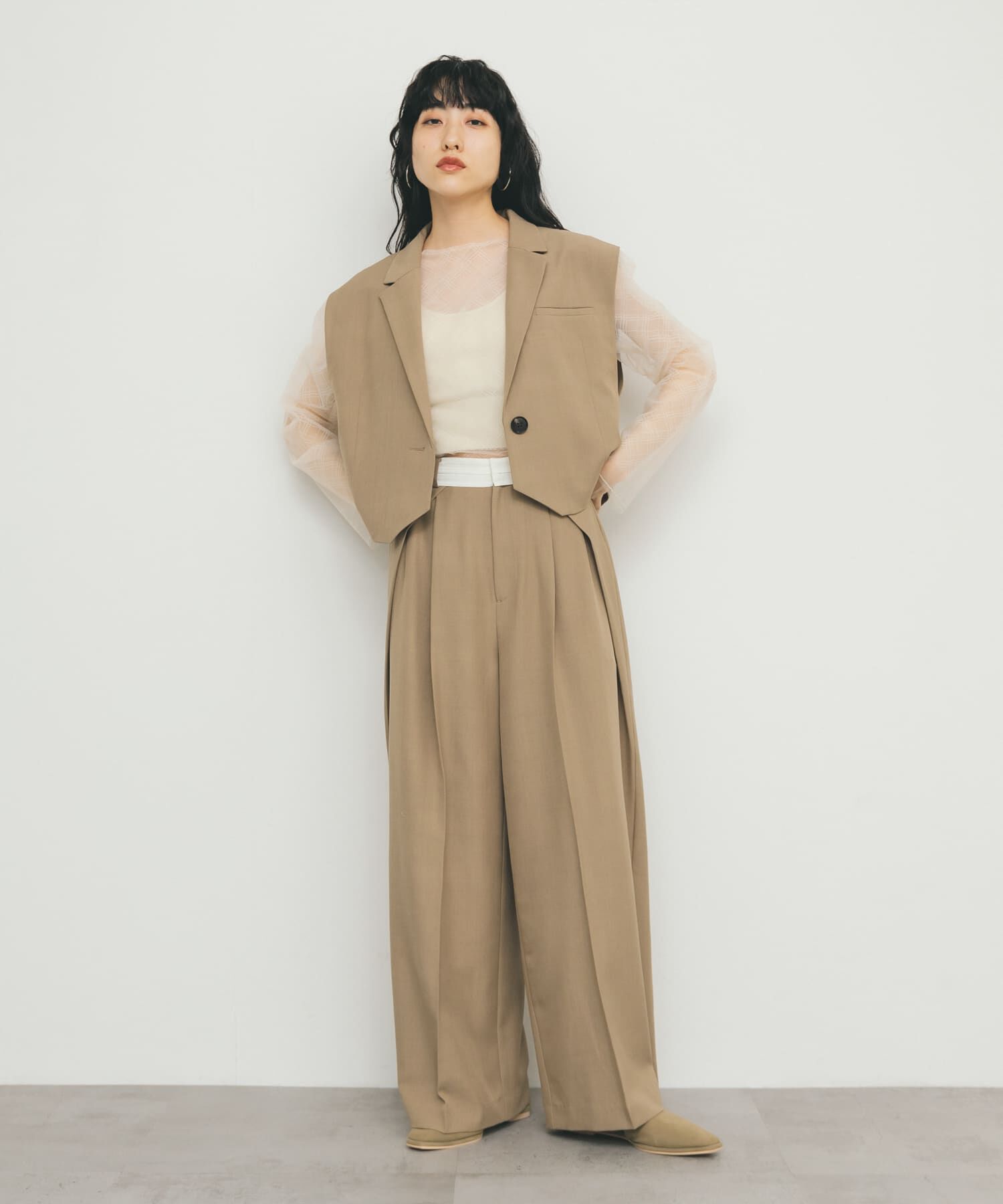  「リバーシブルレイヤードチュールカットソー」|Tシャツ・カットソー|