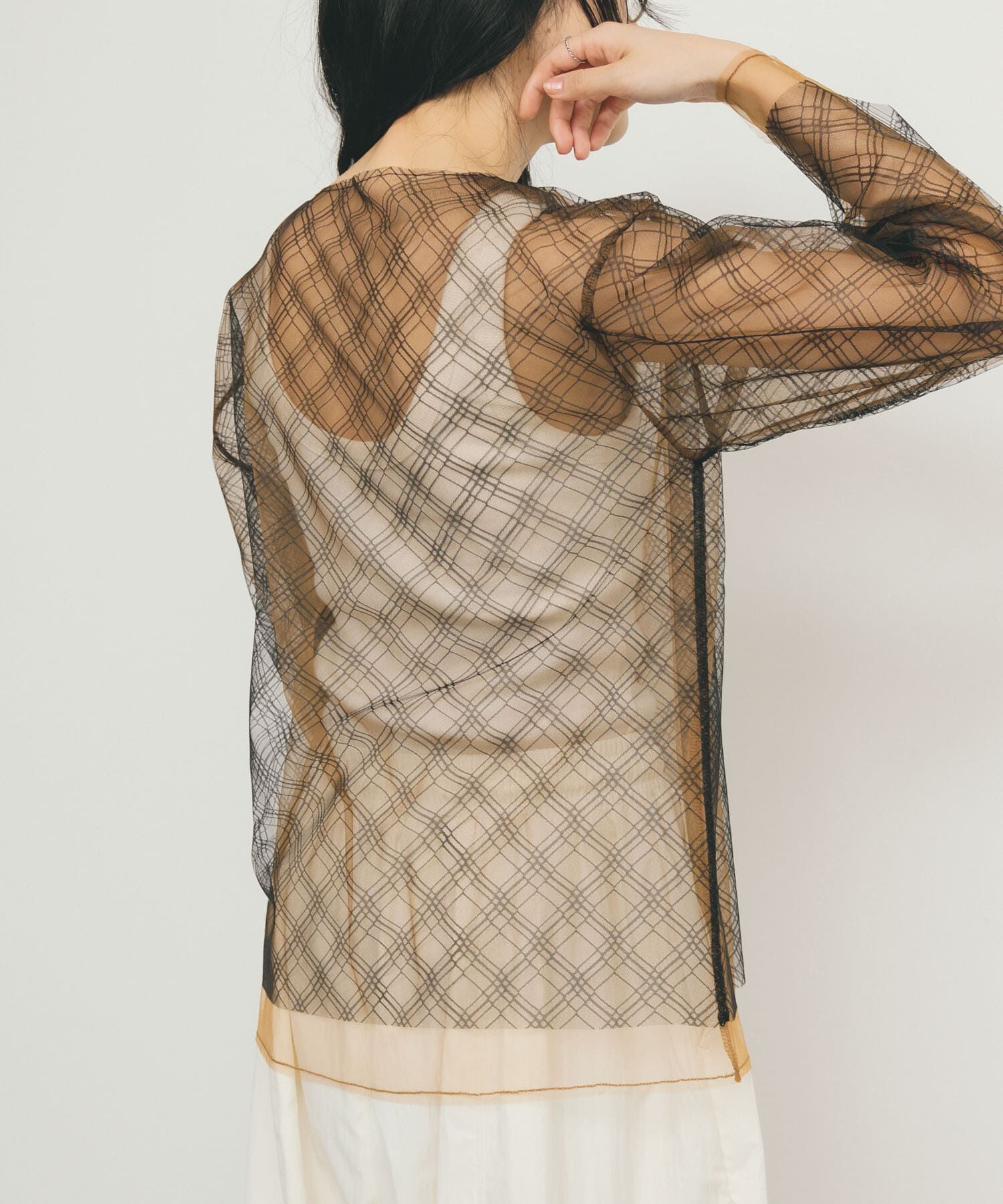  「リバーシブルレイヤードチュールカットソー」|Tシャツ・カットソー|