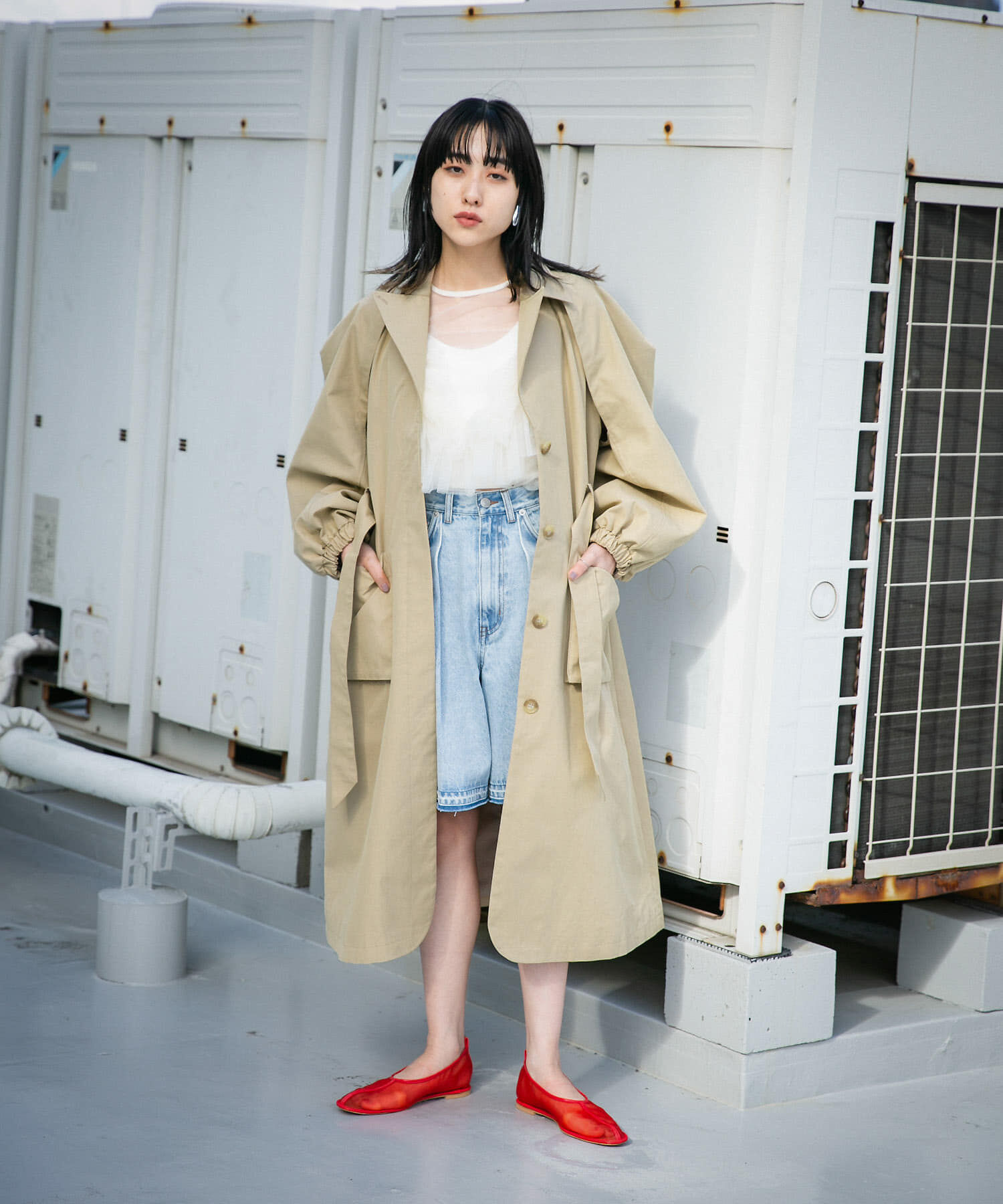  「立体スリーブデザインコート」|トレンチコート|