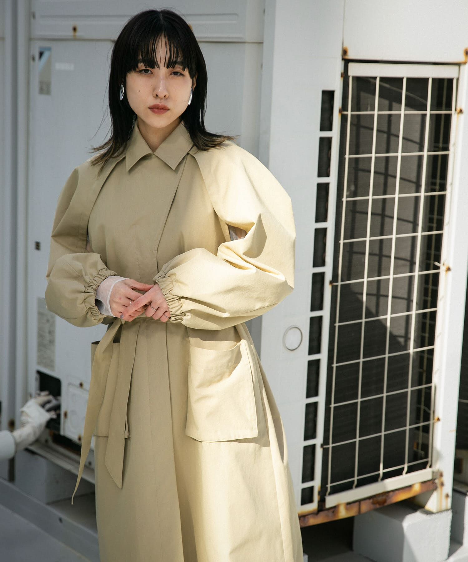  「立体スリーブデザインコート」|トレンチコート|
