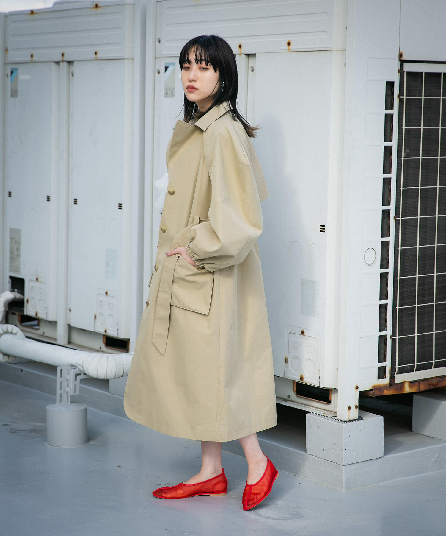  「立体スリーブデザインコート」|トレンチコート|