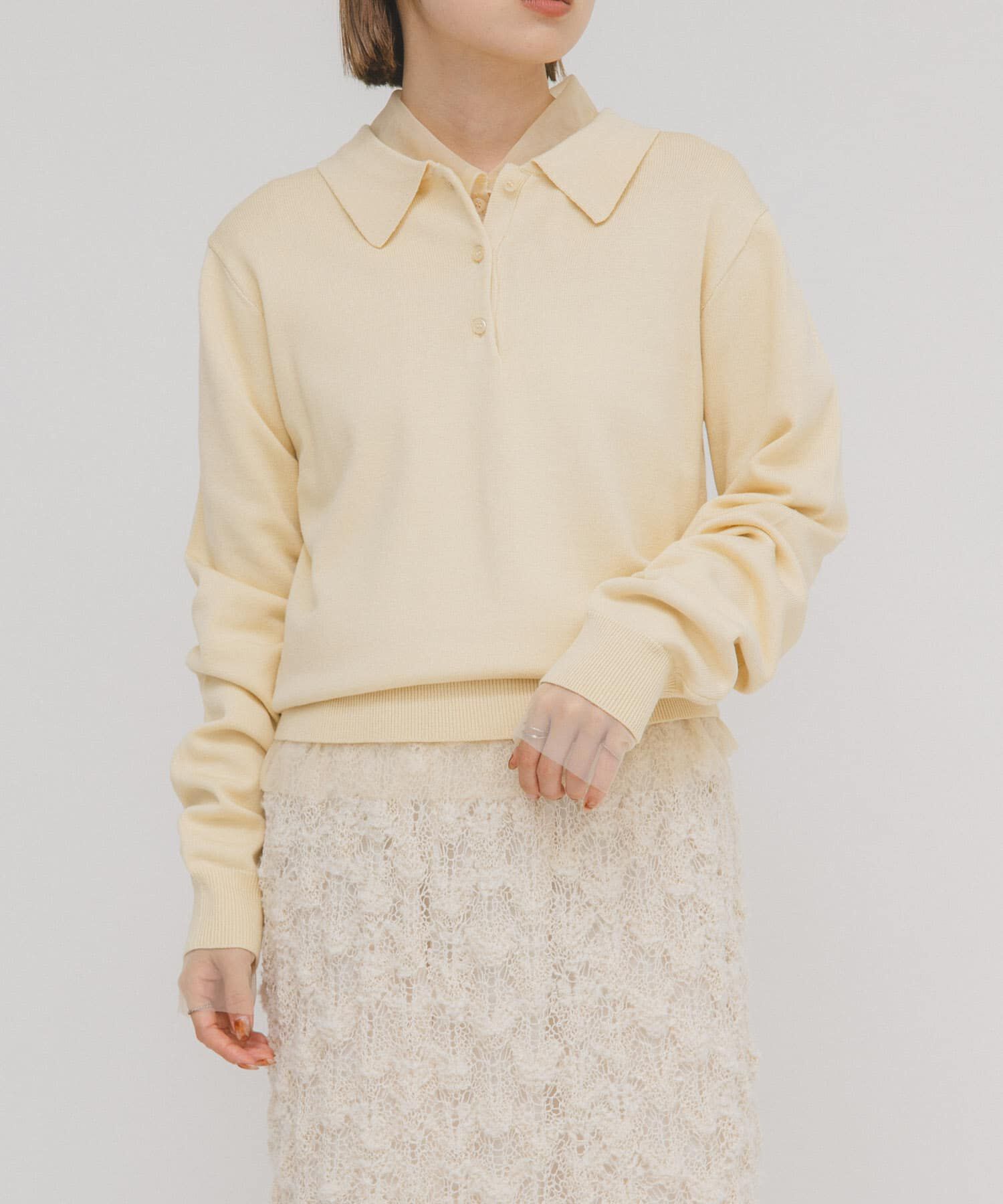  「チュールレイヤードニットシャツ」|ニット・セーター|