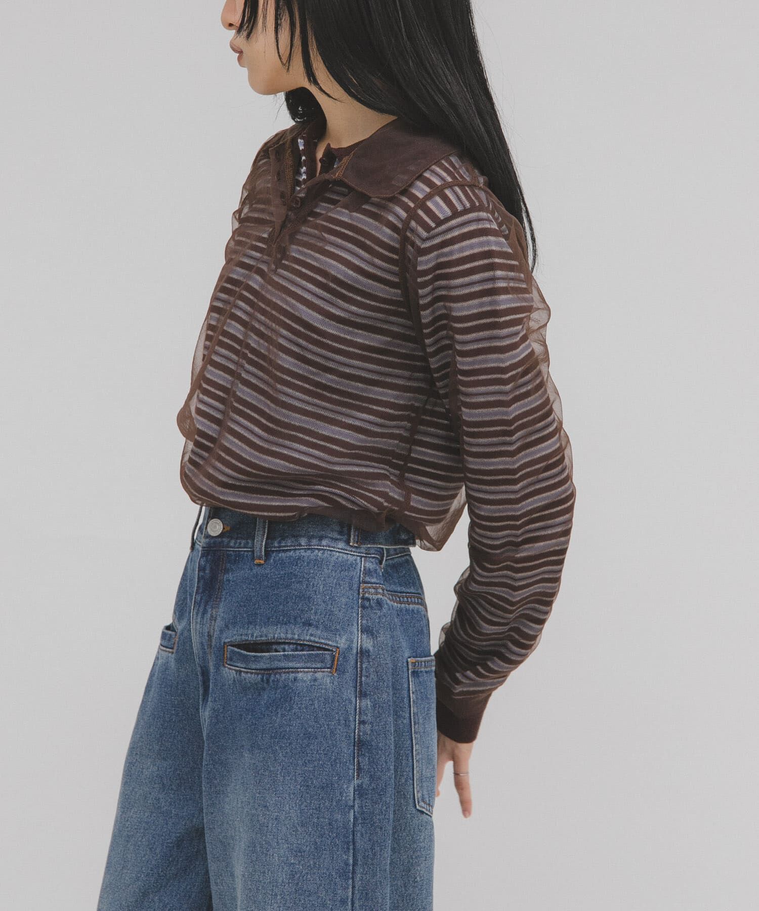  「チュールレイヤードニットシャツ」|ニット・セーター|