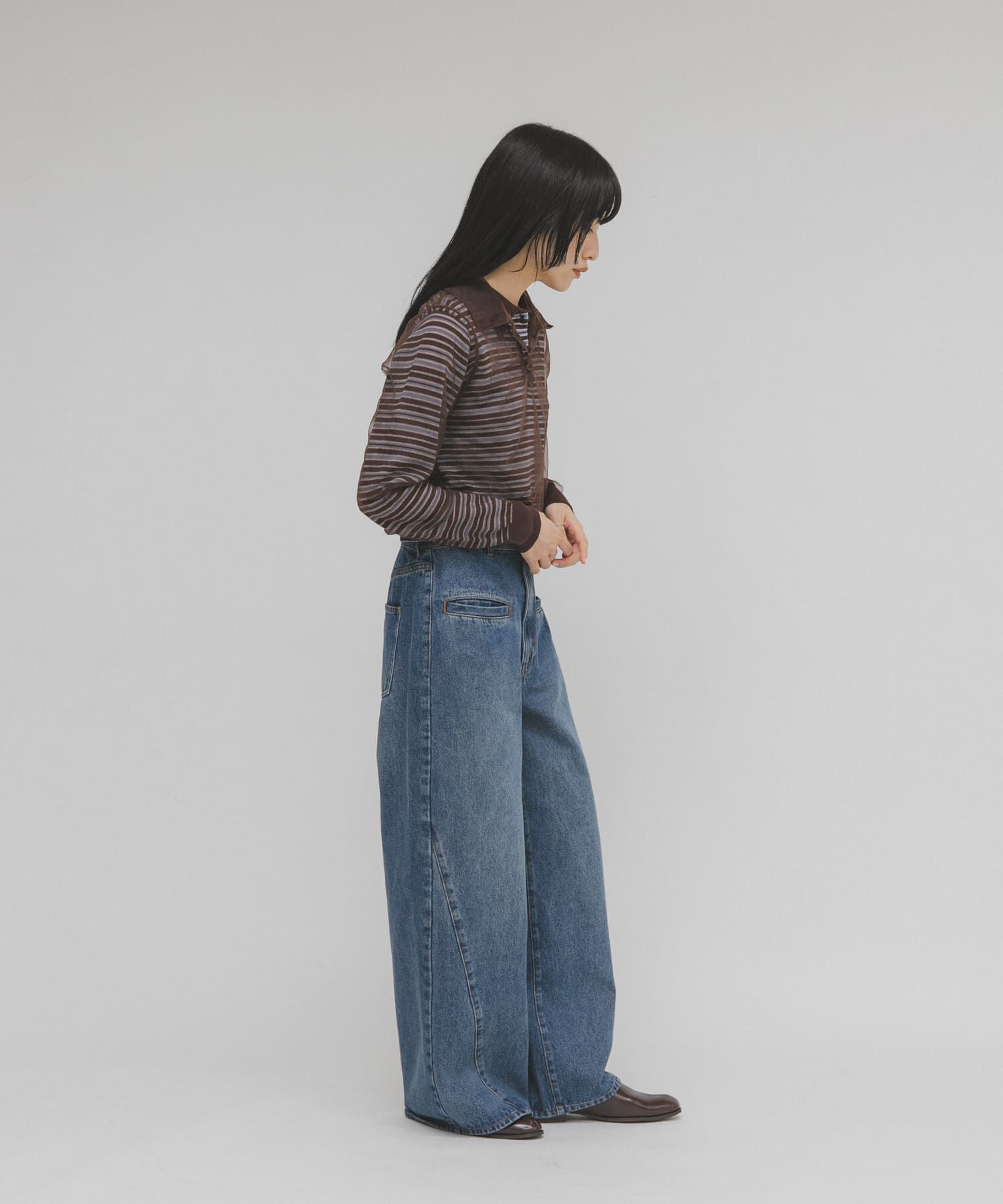  「チュールレイヤードニットシャツ」|ニット・セーター|