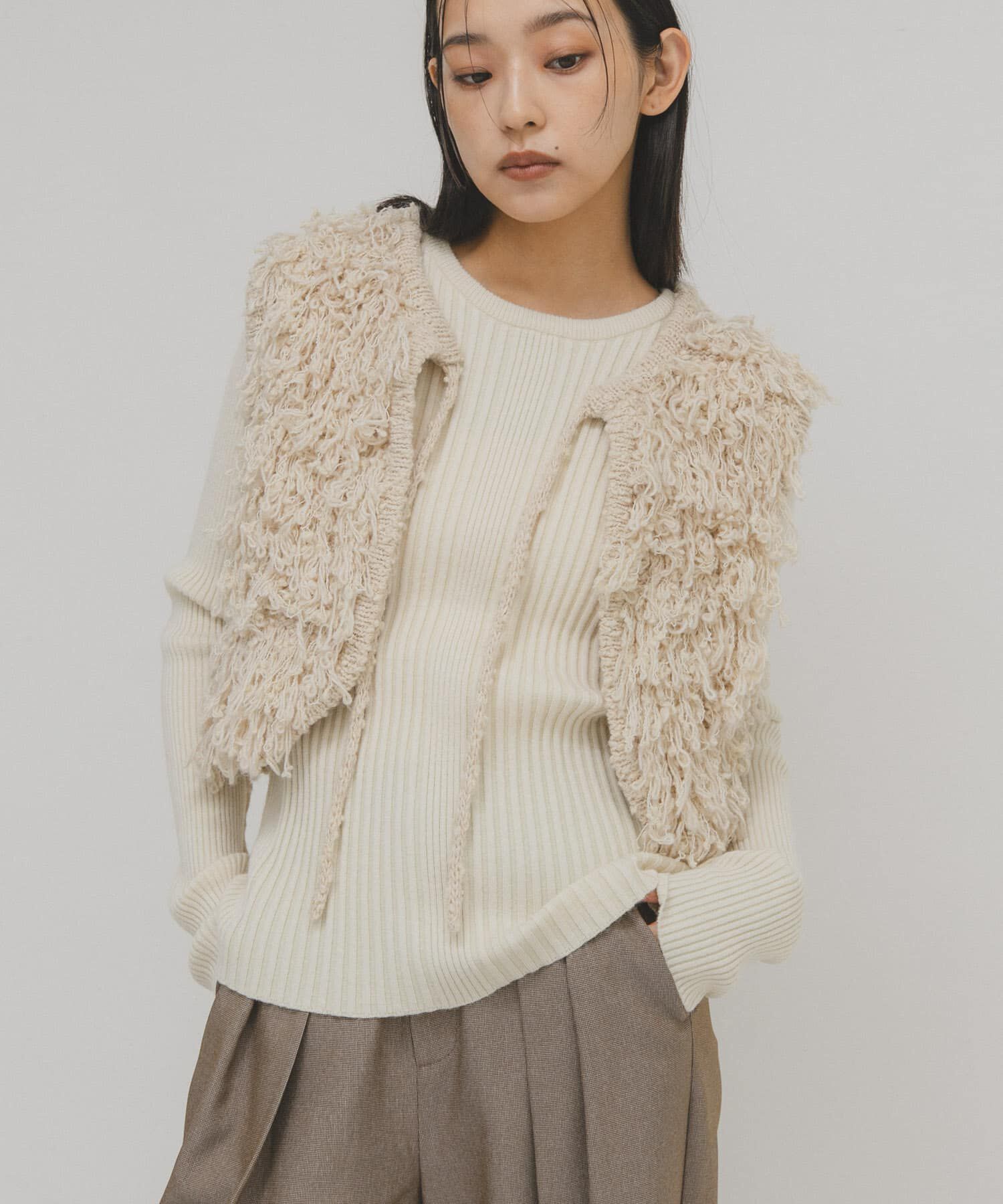  「illi　ランダムRIBクルーネックニット」|ニット・セーター|