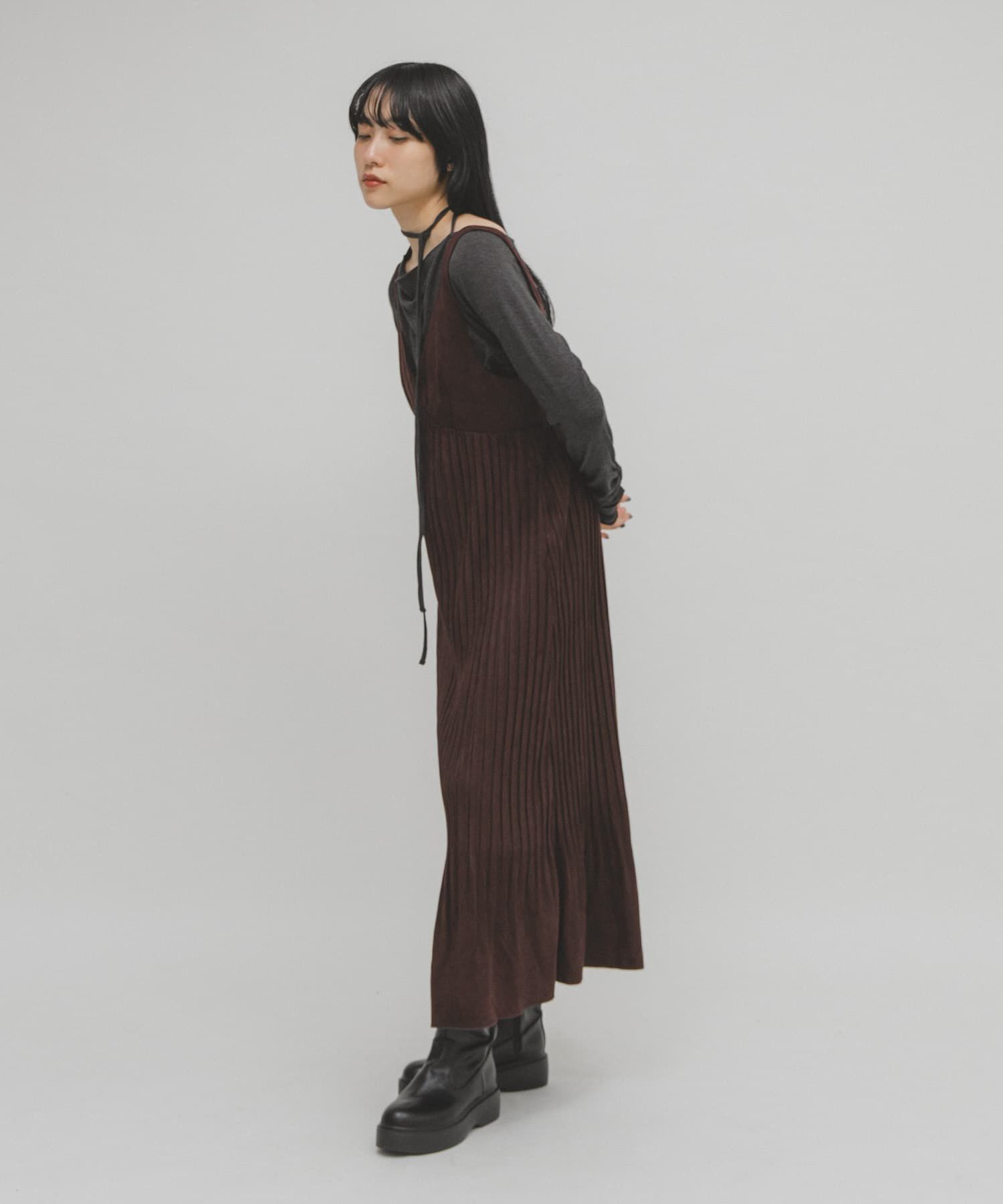  「ピーチスキンプリーツワンピース」|ワンピース|