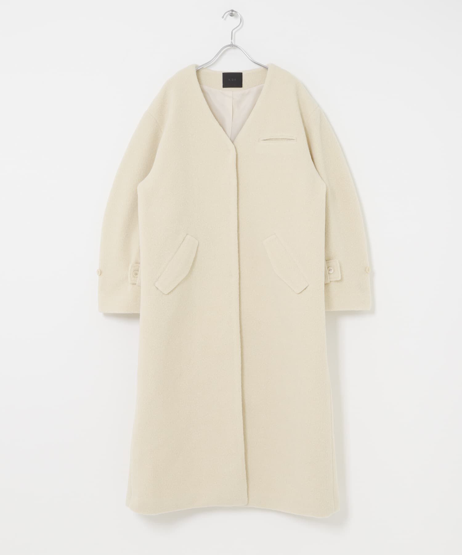 「テディボアロングコート」|ノーカラーコート|