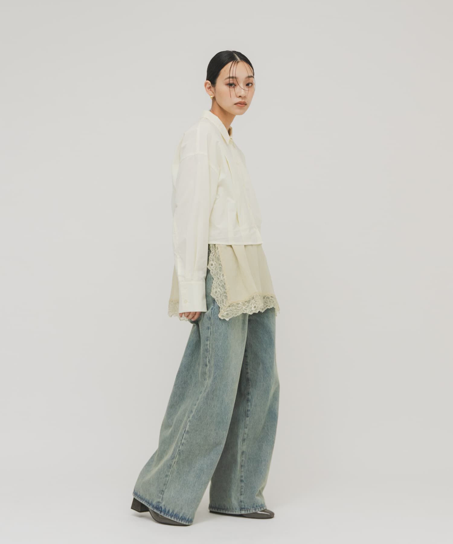  「『3サイズ展開』タックボタンアップデニム」|デニム|