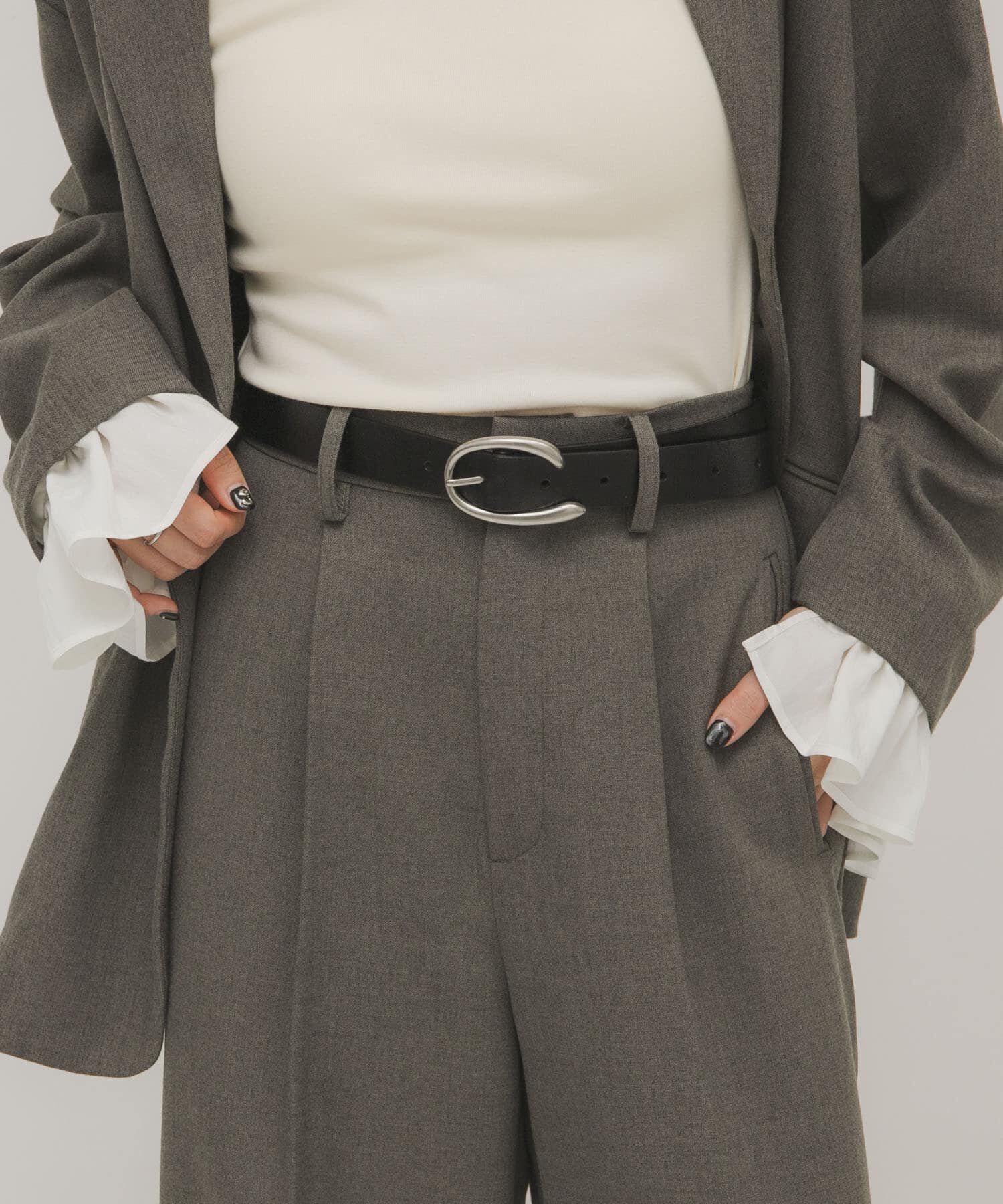  「バックルデザインレザーベルト」|ベルト|