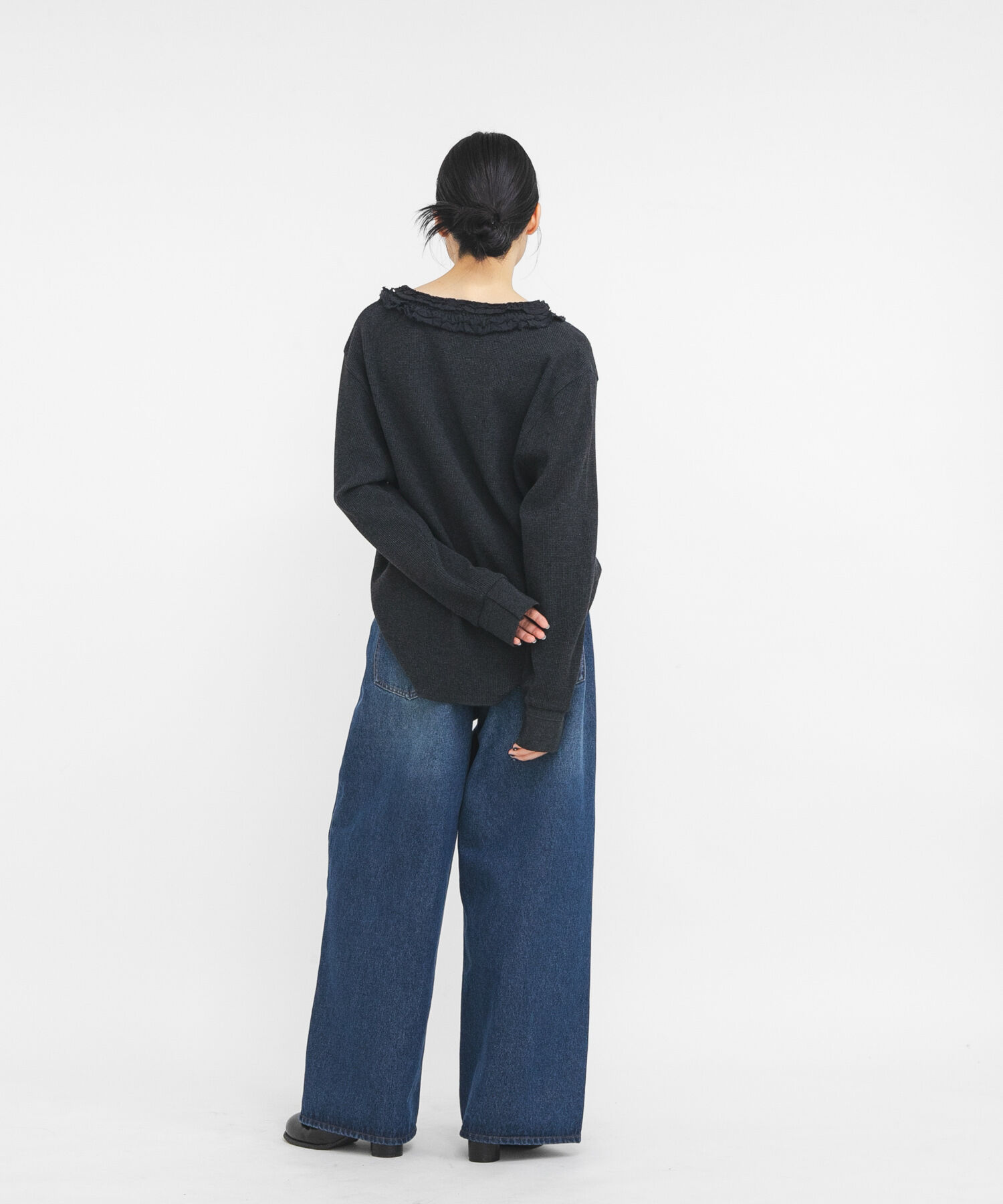  「レースフリルワッフルプルオーバー」|Tシャツ・カットソー|