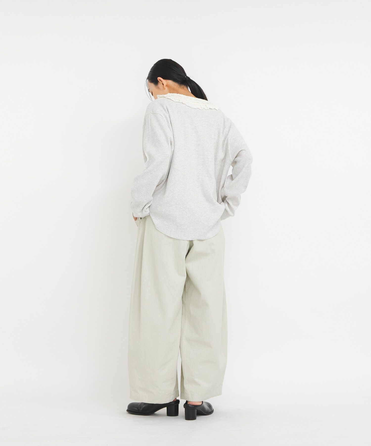  「レースフリルワッフルプルオーバー」|Tシャツ・カットソー|