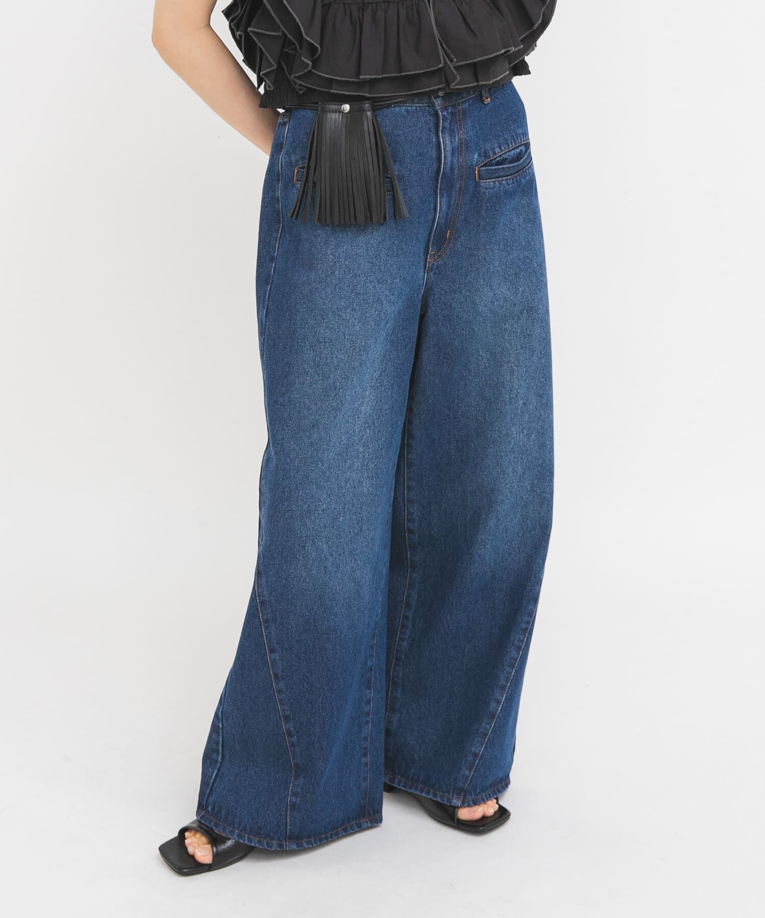  「WIDEレッグアジャストデニム」|デニム|ブルー