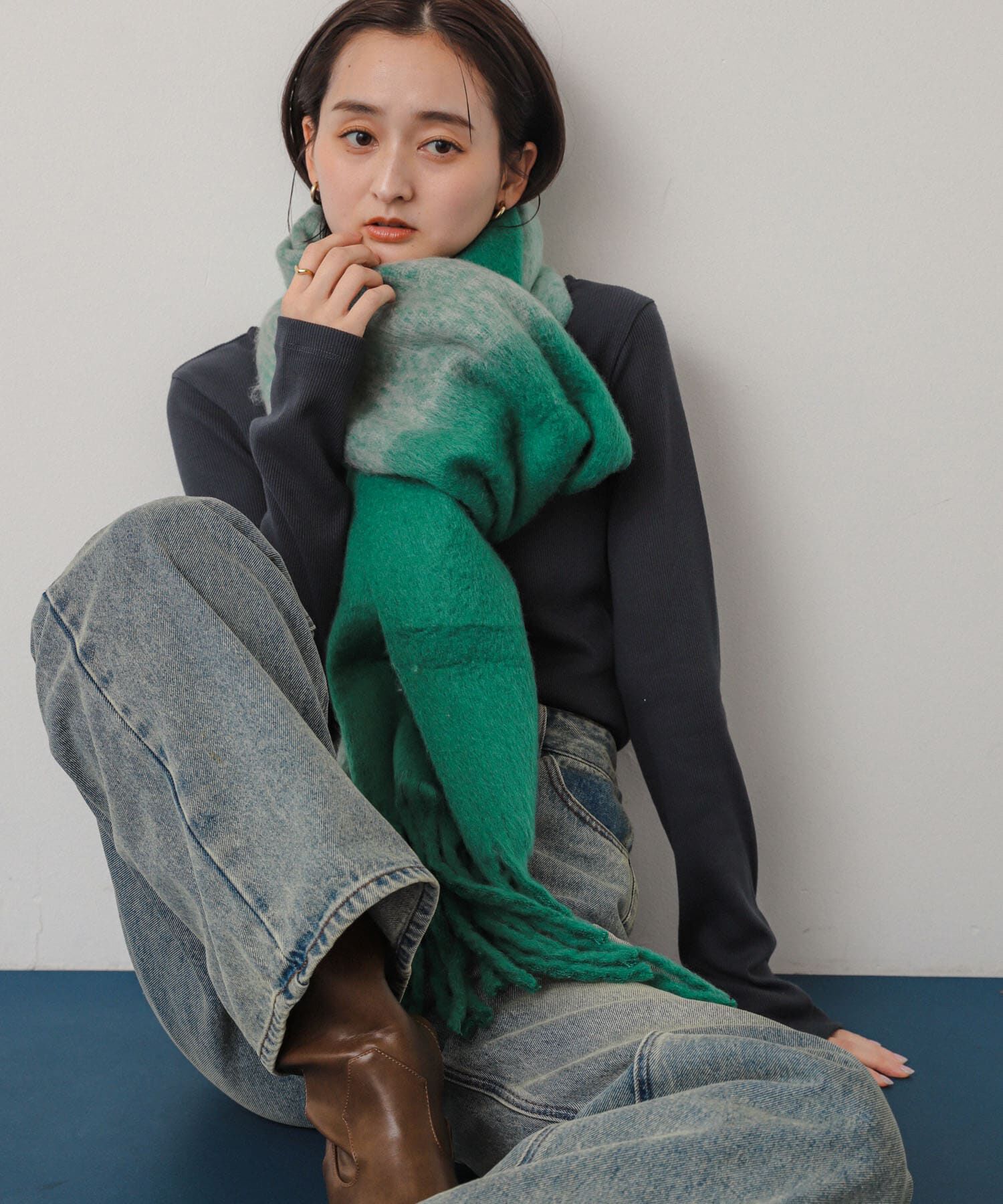 SENSE OF PLACE by URBAN RESEARCH「『一部WEB限定カラー』パネルボーダーストール」|マフラー|