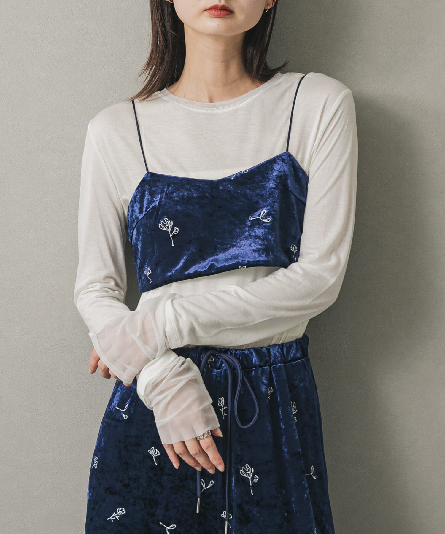 SENSE OF PLACE by URBAN RESEARCH「ベロアシシュウブラビスチェ」|その他|ネイビー